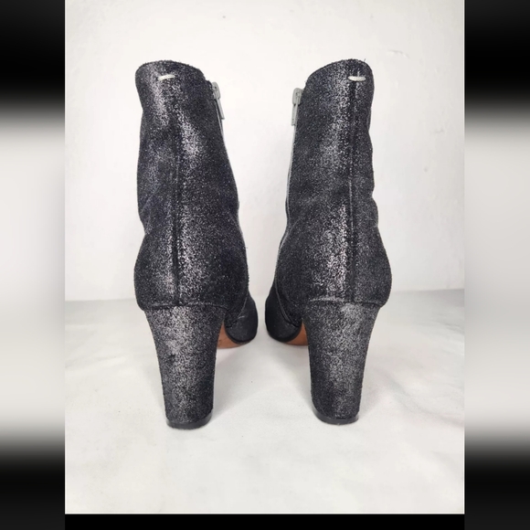 MAISON MARTIN MARGIELA Dark SILVER GLITTER ANKLE ZIP UP BOOT HEELS 38.5 US8.5 - Picture 6 of 16
